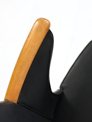 Scandinavian Black Leatherette Desk Chair, 1960s-QWP-1427708