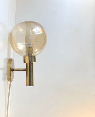 Scandinavian Brass & Bubble Glass Globe Sconce from Vitrika, 1970s-LCR-970112