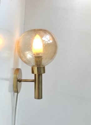 Scandinavian Brass & Bubble Glass Globe Sconce from Vitrika, 1970s-LCR-970112