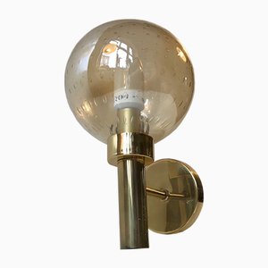 Scandinavian Brass & Bubble Glass Globe Sconce from Vitrika, 1970s-LCR-970112