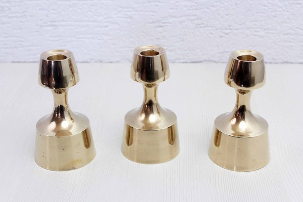 Scandinavian Brass Candleholder from Dansk Design, 1970s, Set of 3-BQF-2031513