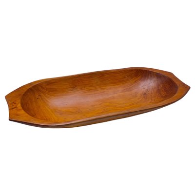 Scandinavian Brown Wood Bowl, 1960s-UR-1308495