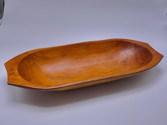 Scandinavian Brown Wood Bowl, 1960s-UR-1308495