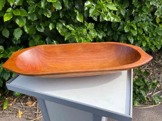 Scandinavian Brown Wood Bowl, 1960s-UR-1308495