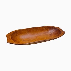 Scandinavian Brown Wood Bowl, 1960s-UR-1308495