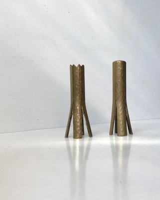 Scandinavian Brutalist Candlesticks in Brass, 1960s, Set of 2-LCR-965145