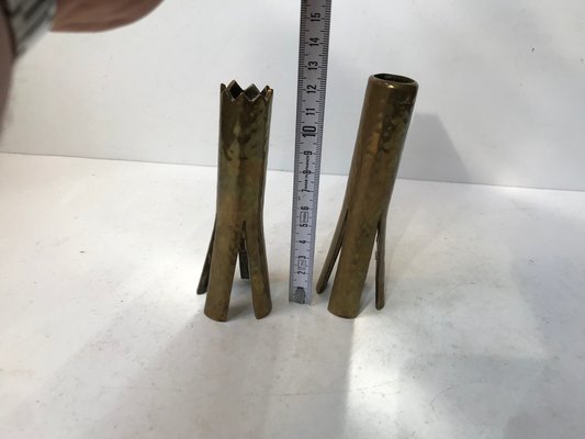 Scandinavian Brutalist Candlesticks in Brass, 1960s, Set of 2-LCR-965145