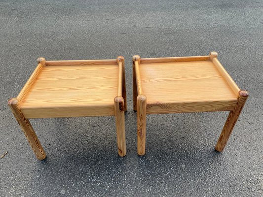 Scandinavian Brutalist Pine Side Tables or Nightstands, 1970s, Set of 2-MXB-1446911