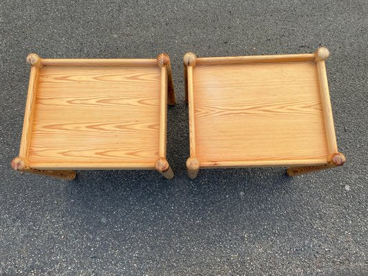 Scandinavian Brutalist Pine Side Tables or Nightstands, 1970s, Set of 2-MXB-1446911