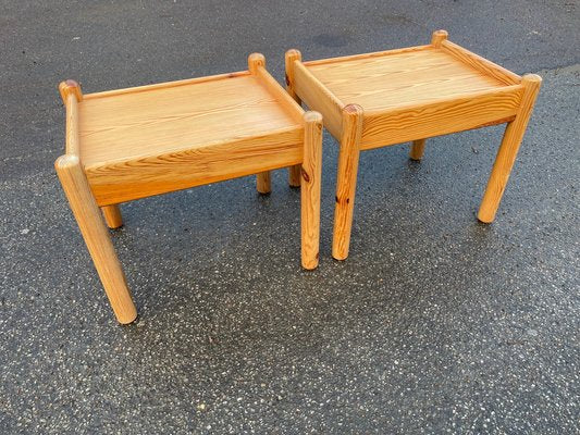 Scandinavian Brutalist Pine Side Tables or Nightstands, 1970s, Set of 2-MXB-1446911