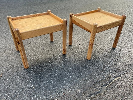 Scandinavian Brutalist Pine Side Tables or Nightstands, 1970s, Set of 2-MXB-1446911