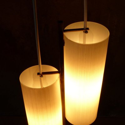 Scandinavian Ceiling Lamp in Brass and Opal Glass, 1950s-WK-726677