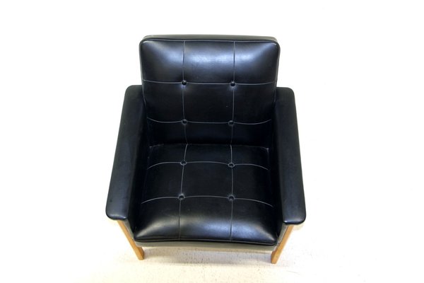 Scandinavian Chair in Faux Leather, Sweden, 1950-GEK-1259751