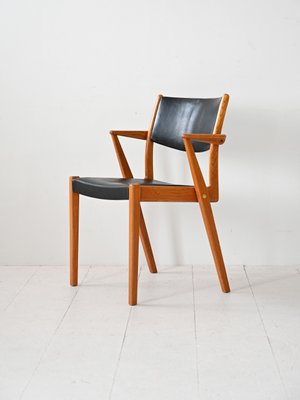 Scandinavian Chair in Teak and Imitation Leather, 1960s-QWP-2042080