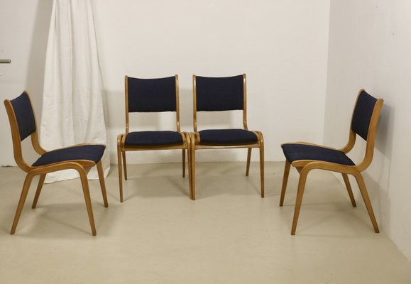 Scandinavian Chairs in Curved Wood, 1960s, Set of 4-OTF-2022562