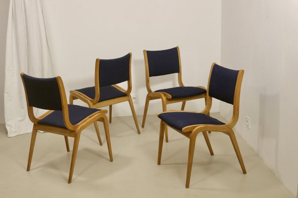 Scandinavian Chairs in Curved Wood, 1960s, Set of 4-OTF-2022562