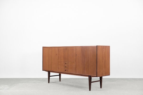 Scandinavian Classic Teak High Sideboard with Drawers, 1960s-ZAA-1148316