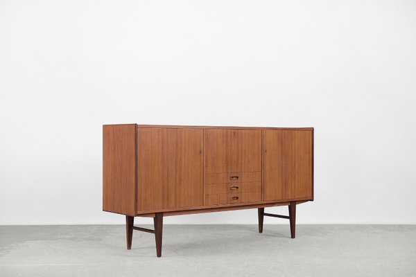 Scandinavian Classic Teak High Sideboard with Drawers, 1960s-ZAA-1148316