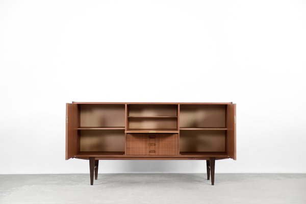 Scandinavian Classic Teak High Sideboard with Drawers, 1960s-ZAA-1148316