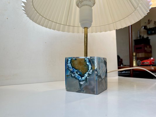 Scandinavian Cubic Table Lamp in Blue Agate-LCR-1383548