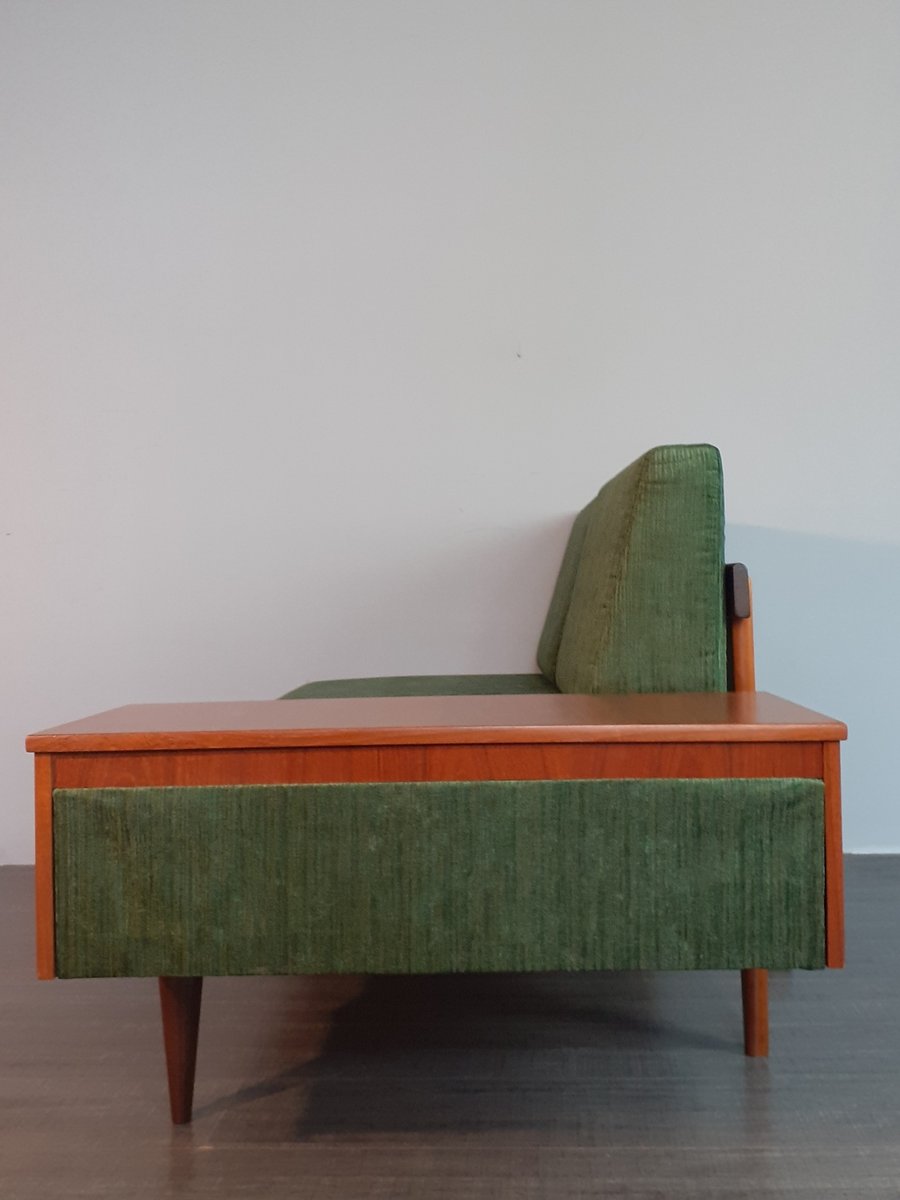 Scandinavian Daybed Sofa in Teak & Green Fabric by Ingmar Relling for Ekornes, 1960s