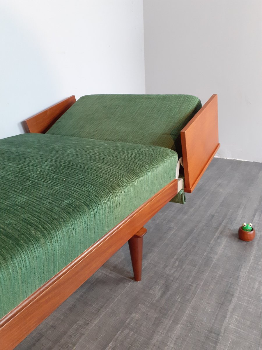 Scandinavian Daybed Sofa in Teak & Green Fabric by Ingmar Relling for Ekornes, 1960s