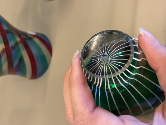 Scandinavian Decorative Striped Glass Object, 1950s-TEP-1310790