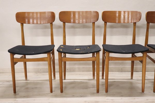 Scandinavian Dining Chairs in Beech, 1960s, Set of 6-DCO-1769104