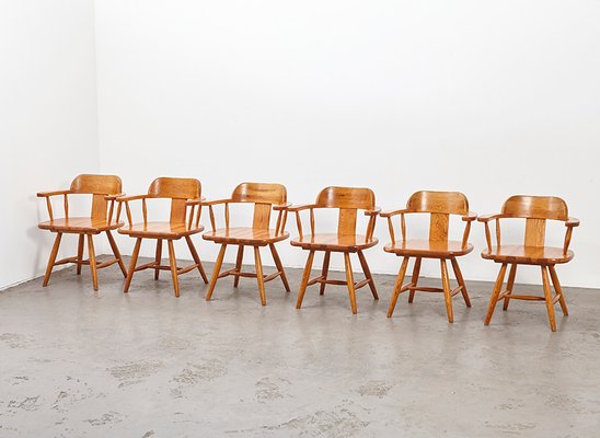 Scandinavian Dining Chairs in Pine, 1960s, Set of 6-BPT-1283164