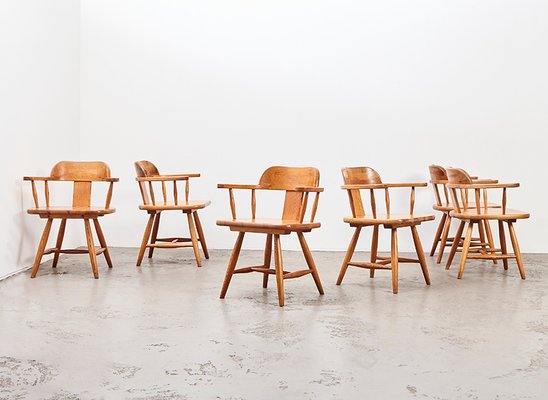 Scandinavian Dining Chairs in Pine, 1960s, Set of 6-BPT-1283164