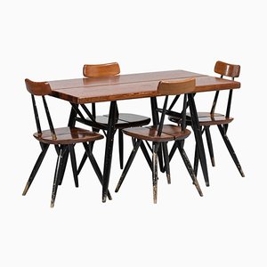 Scandinavian Dining Room Set by Ilmari Tapiovaara for Laukaan Puu, 1950s, Set of 5-YU-1010792