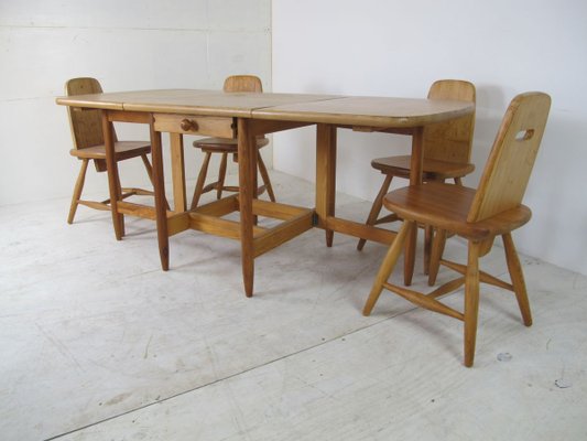 Scandinavian Dining Table & Chairs Set by Eero Aarnio for Laukaan Puu, 1960s, Set of 5-DE-809847