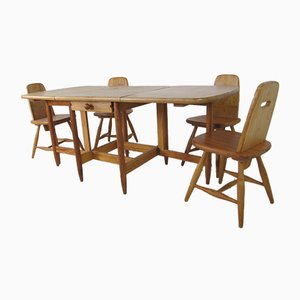 Scandinavian Dining Table & Chairs Set by Eero Aarnio for Laukaan Puu, 1960s, Set of 5-DE-809847