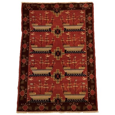 Scandinavian Double Sided Rug with Ships and Seagulls, 1934-BAF-763444