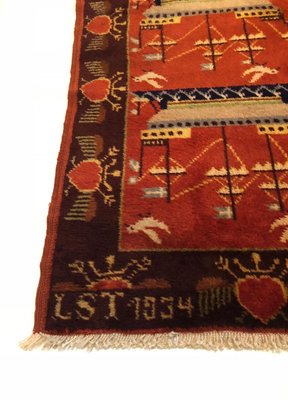 Scandinavian Double Sided Rug with Ships and Seagulls, 1934-BAF-763444