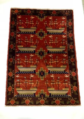 Scandinavian Double Sided Rug with Ships and Seagulls, 1934-BAF-763444