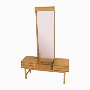 Scandinavian Dressing Table with Silhouette Mirror in Oak, Sweden, 1960s-GEK-1785617