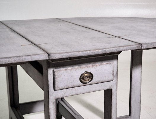 Scandinavian Drop-Left Table with Drawer, 1800s-SA-1089299