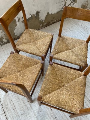 Scandinavian Elm and Straw Chairs by Moller, Set of 4-LCU-1251588