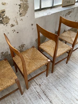 Scandinavian Elm and Straw Chairs by Moller, Set of 4-LCU-1251588