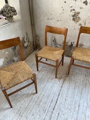 Scandinavian Elm and Straw Chairs by Moller, Set of 4-LCU-1251588