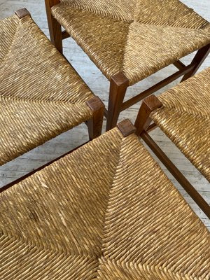 Scandinavian Elm and Straw Chairs by Moller, Set of 4-LCU-1251588