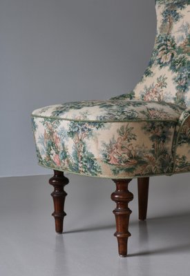 Scandinavian Emma Slipper Chair in Sanderson Textile, Early 20th Century-WRF-1796111