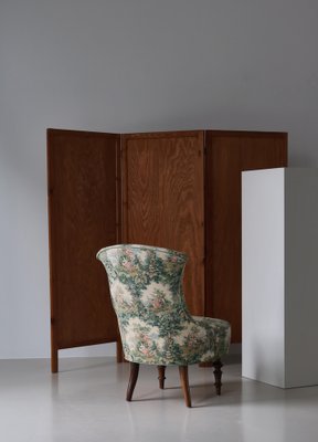 Scandinavian Emma Slipper Chair in Sanderson Textile, Early 20th Century-WRF-1796111