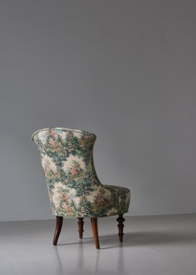 Scandinavian Emma Slipper Chair in Sanderson Textile, Early 20th Century-WRF-1796111