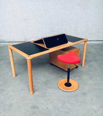 Scandinavian Ergonomic Design Writing Desk and Stool from Stokke, 1980s, Set of 3-RQV-1148343