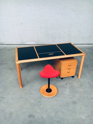 Scandinavian Ergonomic Design Writing Desk and Stool from Stokke, 1980s, Set of 3-RQV-1148343