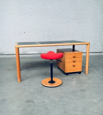 Scandinavian Ergonomic Design Writing Desk and Stool from Stokke, 1980s, Set of 3-RQV-1148343