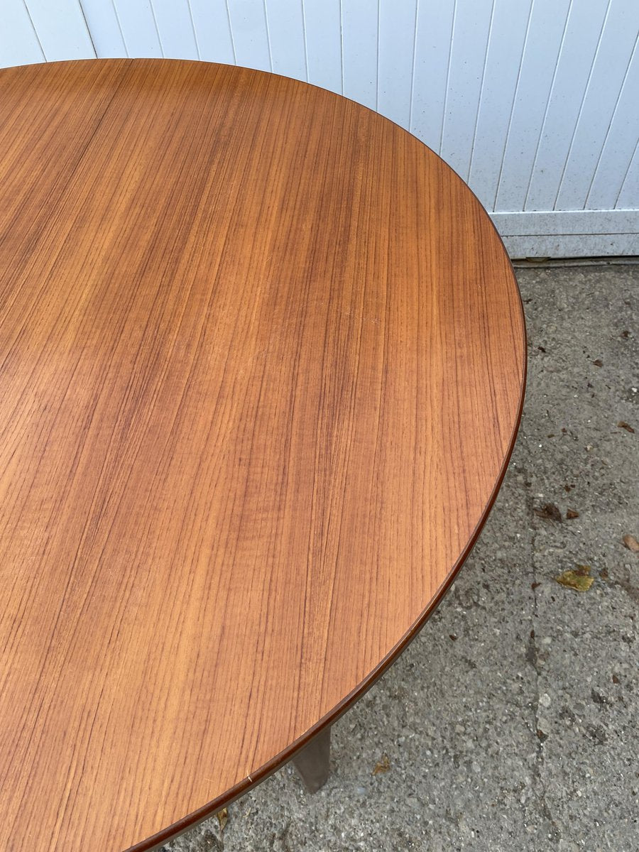 Scandinavian Extendable Round Table in Teak Dia 116cm An60, 1960s