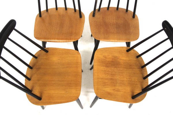 Scandinavian Fanett Chairs by Ilmari Tapiovaara for Edsby Verken, Sweden, 1960s, Set of 4-GEK-2022965